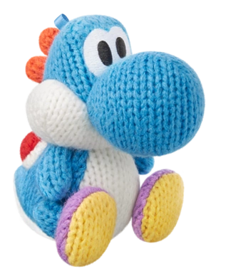 Light Blue Yarn Yoshi amiibo figure — Yoshi's Woolly World series