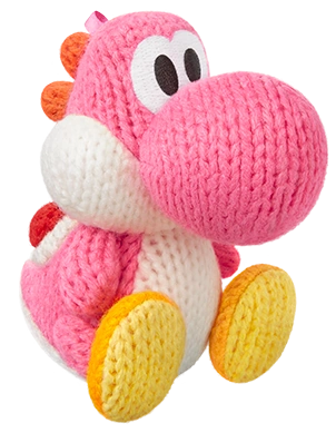 Pink Yarn Yoshi amiibo figure — Yoshi's Woolly World series